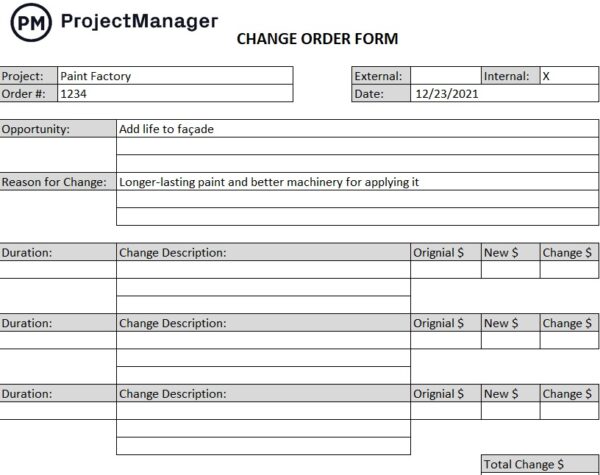 ProjectManager's free change order template
