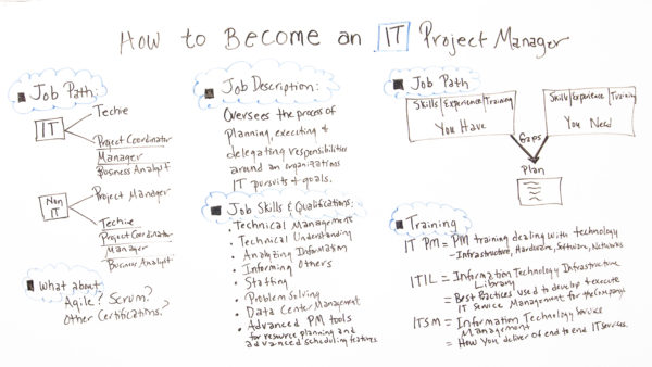 job description, skills, qualifications, job path and training for becoming an IT project manager